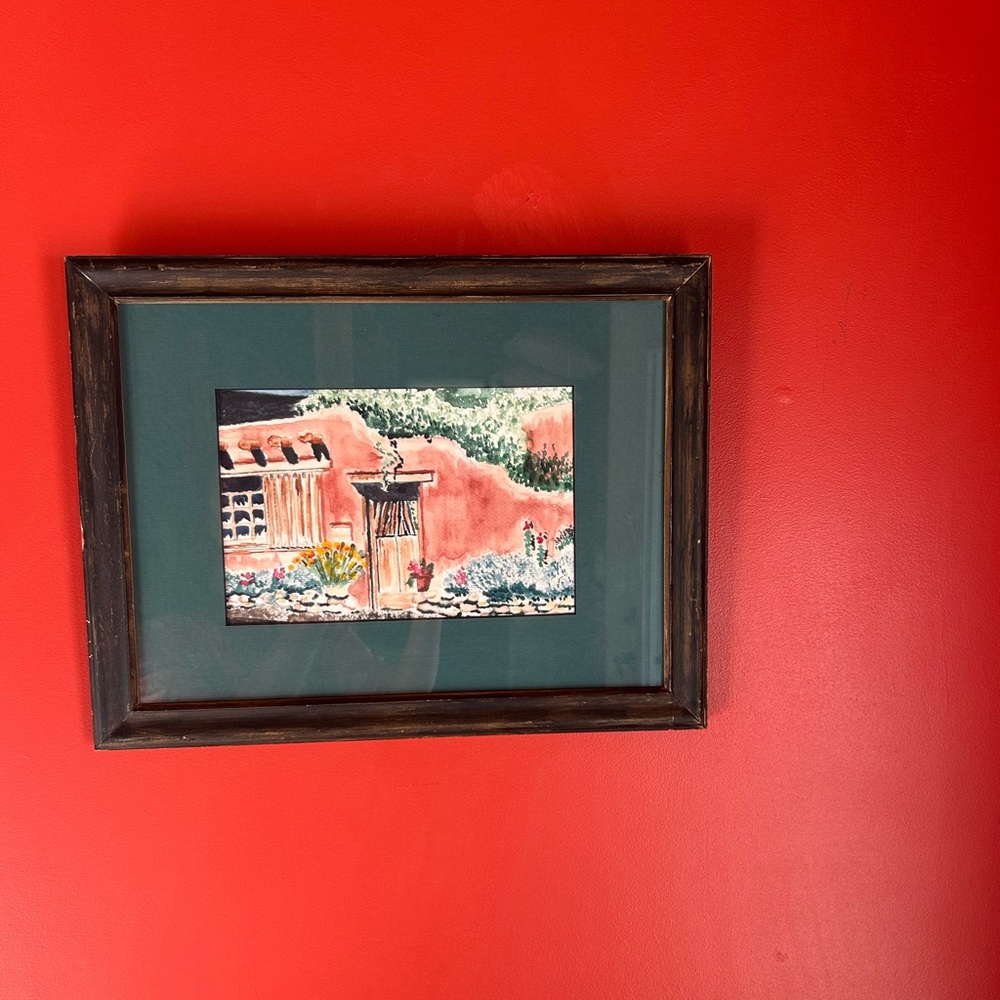 Southwest Watercolor Signed by Susan McCullough with Dark Wood Frame
